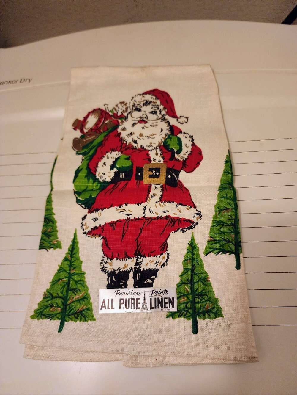 Vintage Santa Claus Linen Tea Towel By Parisian Prints.